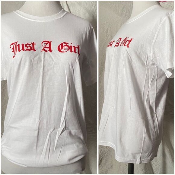 “Just A Girl”, Custom, Old English Style, Short Sleeve Tee - Picture 9 of 15